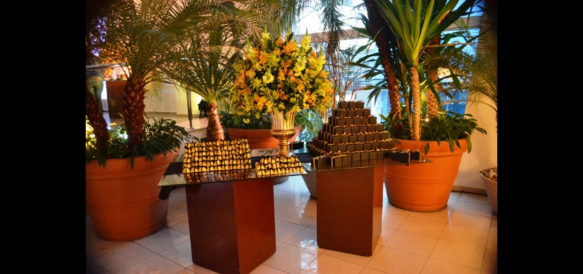 Debutante Amarelo e Preto no Buffet Mediterrâneo Costa Garden SP