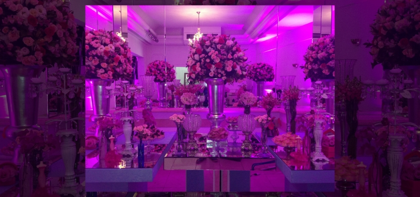 Decoração Glamurosa nos tons de Rosa e Azul Tiffany Buffet Fiorello Higienópolis